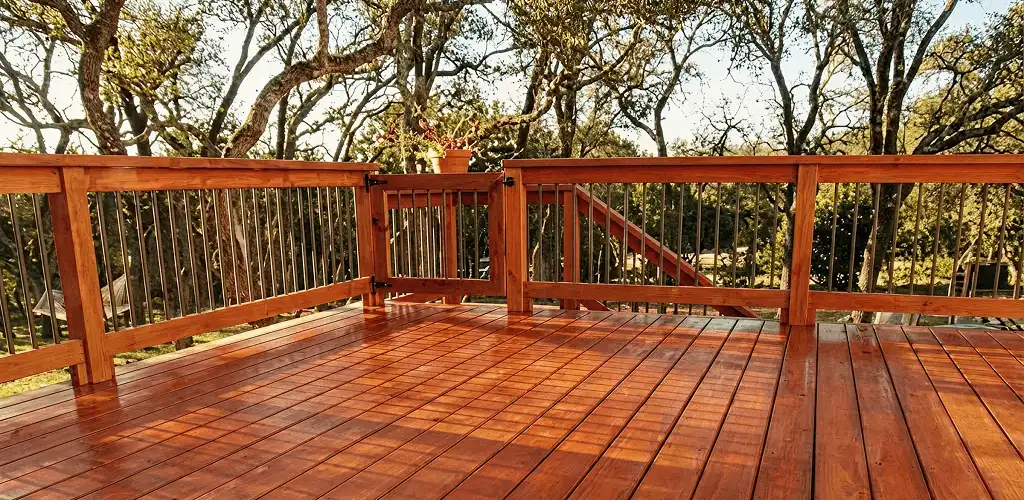 Deck sealing results with a freshly sealed wood deck in Syracuse, NY